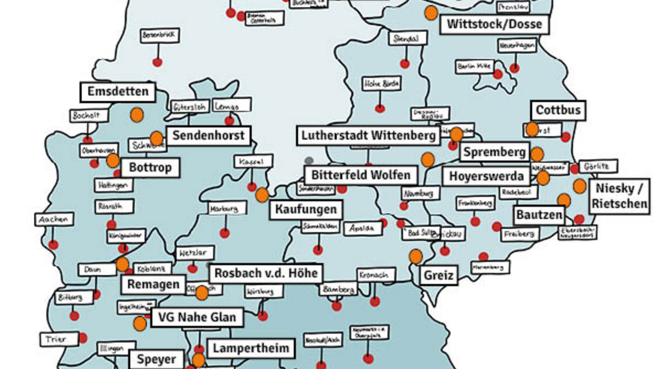 Karte: 29 neue Engagierte Städte
