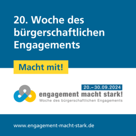 Logo: Engagement macht stark! Woche des bürgerschaftlichen Engagements vom 20. bis 30. September 2024