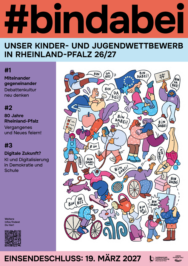 Der Landtag und die Landeszentrale für politische Bildung haben das neue Wettbewerbsjahr 2026/2027 #bindabei – Unser- Kinder- und Jugendwettbewerb in Rheinland-Pfalz gestartet